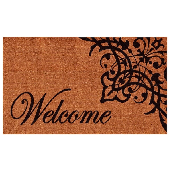 Configuracion 17 x 29 in. Scroll Welcome Rectangular Doormat Natural & Black CO3360061 - main